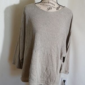 Pure Jill Pull Top Beige Women's Cotton Linen Blend Raglan Sleeves Size XSmall